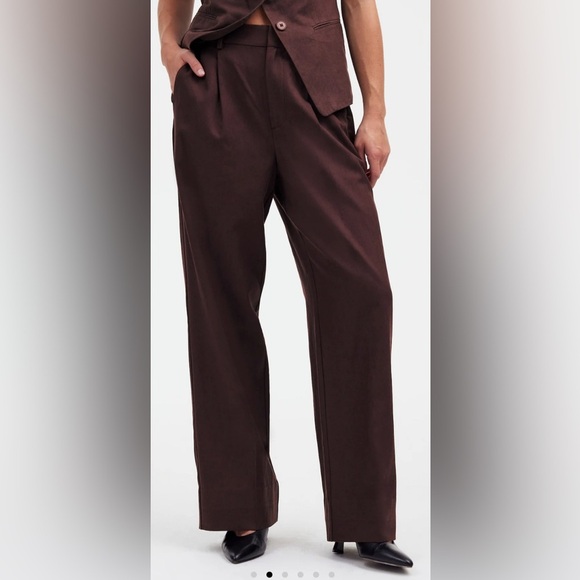 Madewell Slouchy Straight Pants Drapey Twill Brown Mid Rise NWT 2024 Size 14 - Picture 3 of 11
